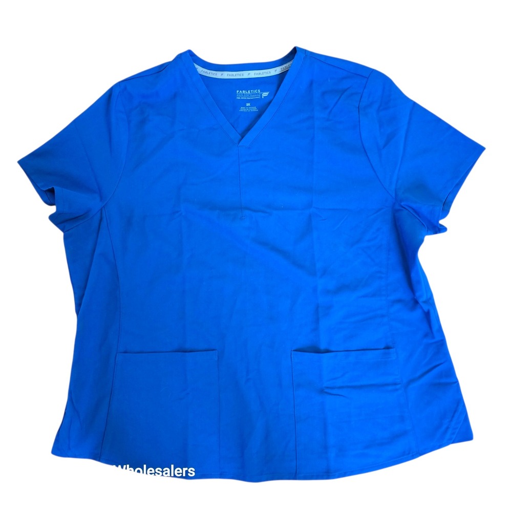 Fabletics Scrub Top 3X Bright Blue Medical Nursing Uniform Healthcare